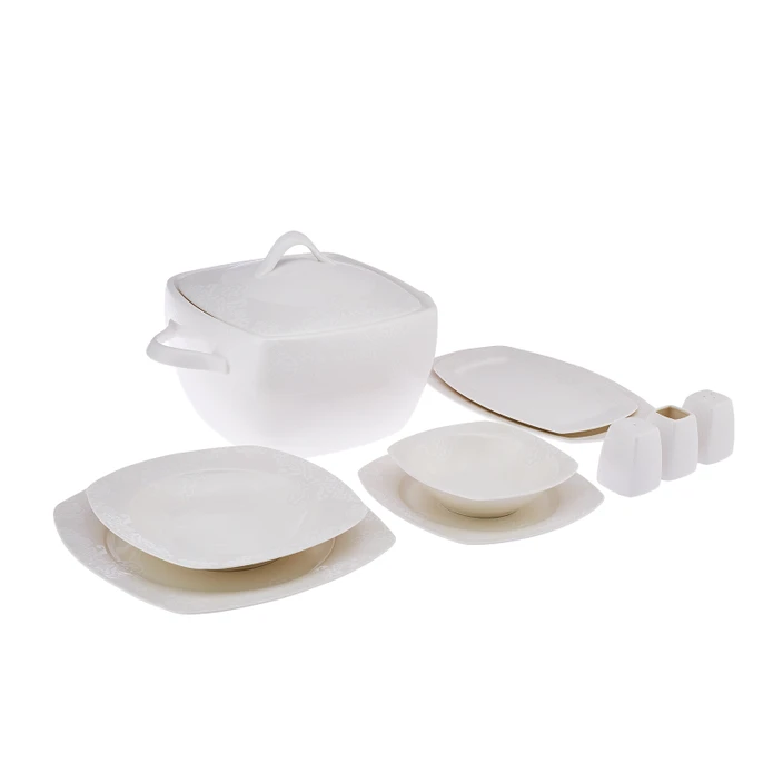 Emsan Bone Yeni Begonya 12 Kişilik Yemek Takımı 60 Parça Yarım Kare